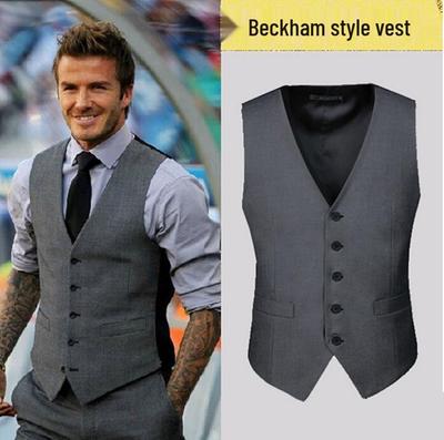 Spring & Autumn Men's Korean Slim Fit Grey Suit Vest - Trendy Style