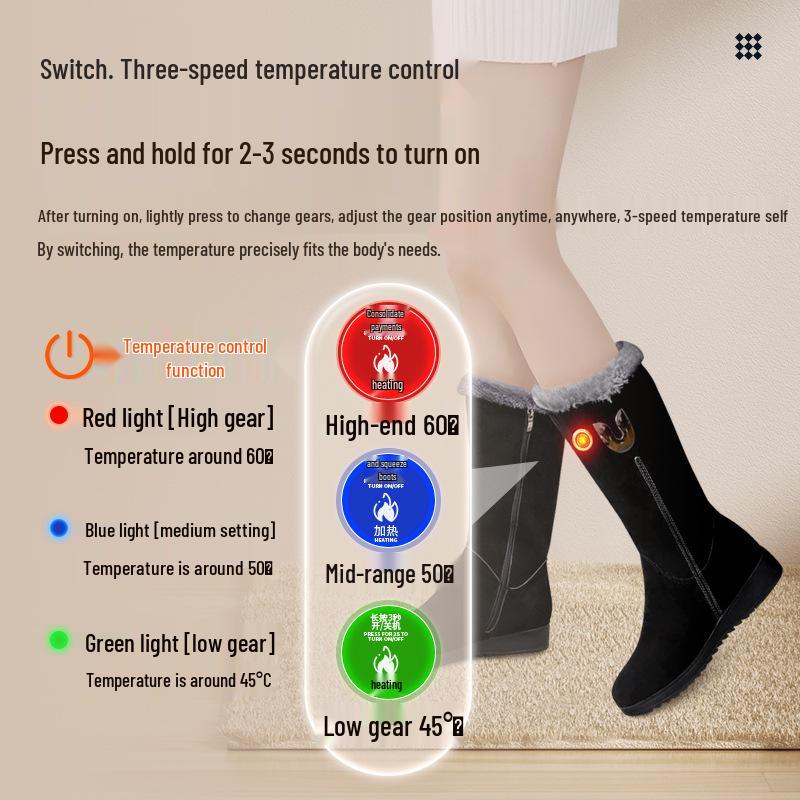 Botas de Nieve Eléctricas Calentadas: Zapatos Listos para el Invierno, Cálidos, Engrosados, Anti-Congelación para Uso en Exteriores y en Casa