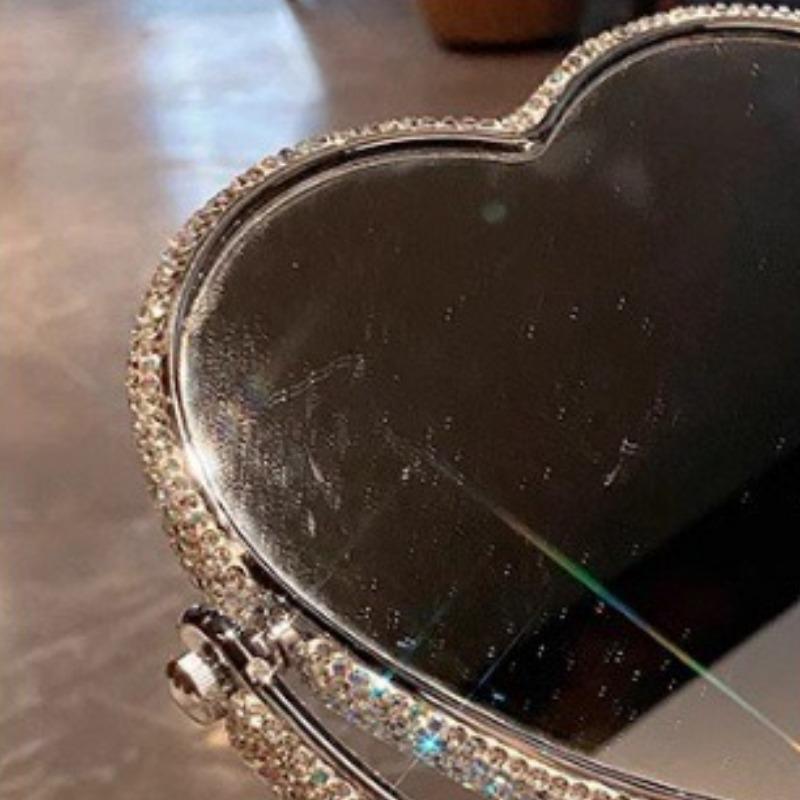 Double-sided Makeup Mirror Folding Diamond Desktop Mirrors with Handle Luxury Elegant Decorative Mirrors Home Table Ornament