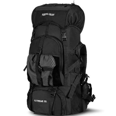 HAWK GEAR Rucksack 55L Wasserdicht Großes Fassungsvermögen Regenhülle Zack Lange Reise Katastrophenschutz Katastrophe (Pechschwarz)