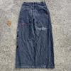 Jeans da Uomo Vestibilità Rilassata Denim Lavato Vintage Con Stampa Grafica Gamba Dritta Pantaloni Streetwear Autunno