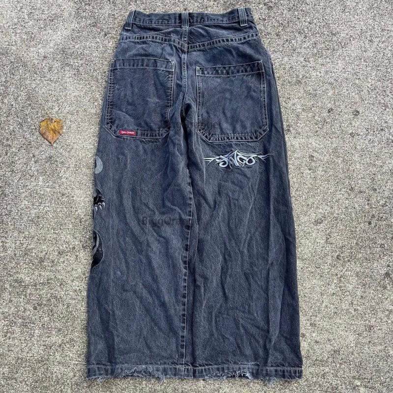 Jeans da Uomo Vestibilità Rilassata Denim Lavato Vintage Con Stampa Grafica Gamba Dritta Pantaloni Streetwear Autunno