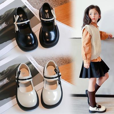 Neu Kinder Schuhe Schwarz Stil Prinzessin Schuhe Frühling Mädchen Weichen Boden Pumps Leder