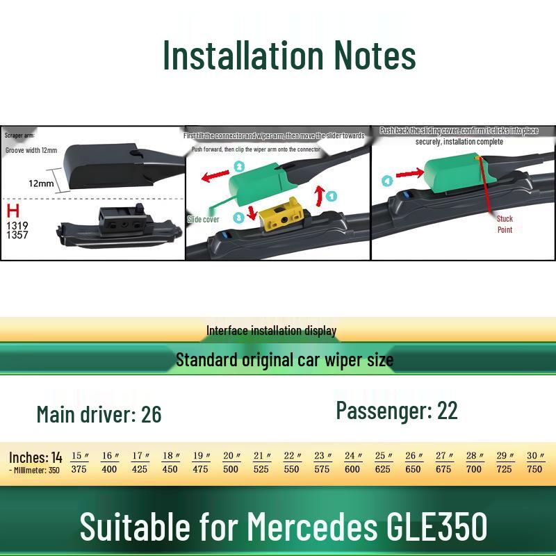 Multi-Functional Frameless Silent Wiper Blade for Mercedes GLE350/d/e