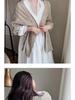 Korean-Style Pearl Sleeve Knit Shawl: Women's Early Autumn Office Cardigan & Two-Way Scarf