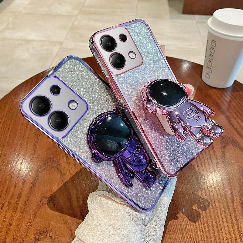 For Xiaomi Redmi Note 13 Pro 4G/Poco M6 Pro 4G Case Astronaut Hidden Kickstand PC+TPU Phone Cover