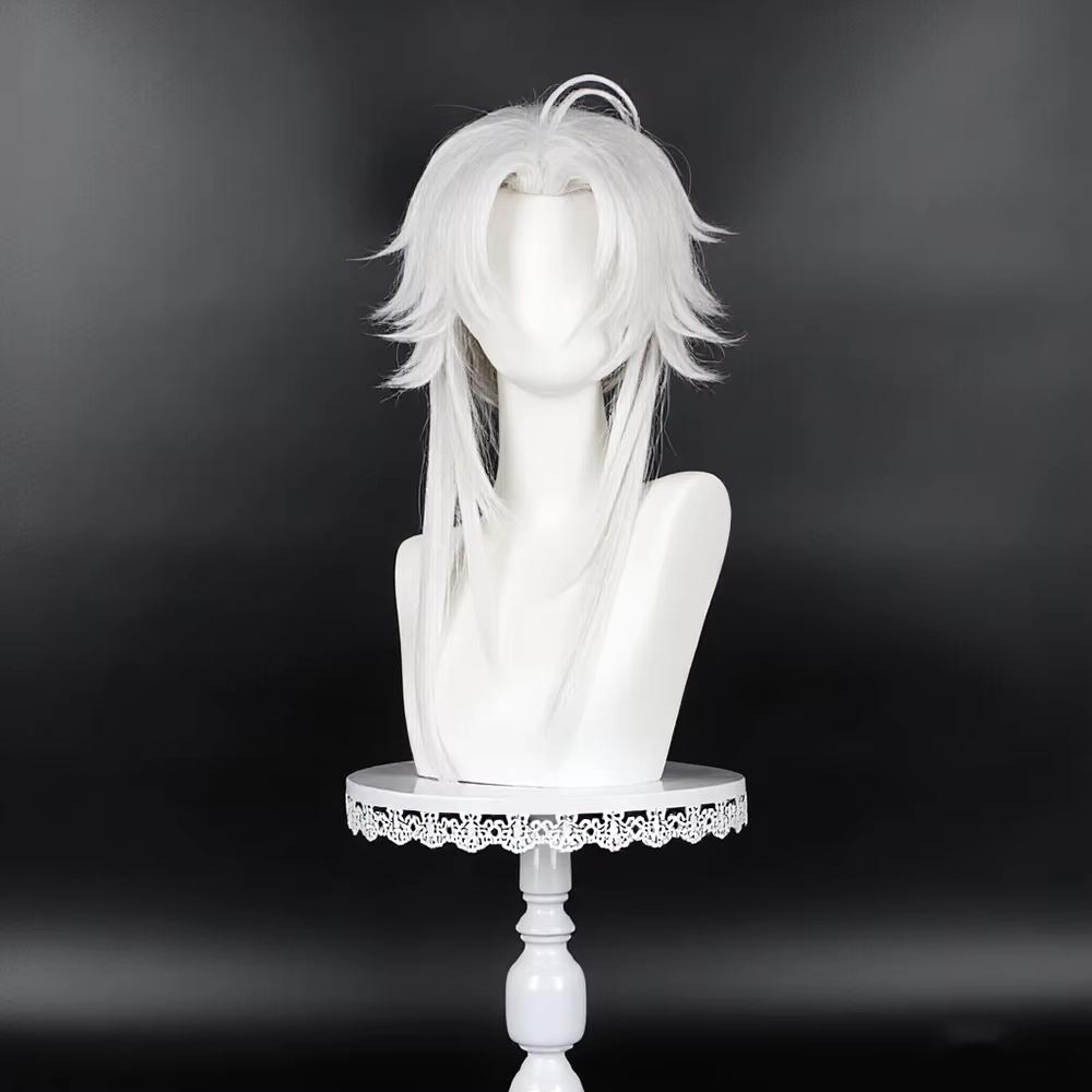 Anime The Freak Circus Pierrot Cosplay Pruik Unisex Zilver Wit Kort Haar Hittebestendig Synthetische Pruiken Halloween Prop black
