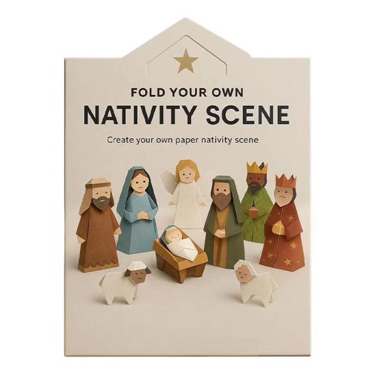 DIY Paper Nativity Scene Craft Kit 3D Christmas Origami Set with Jesus Angels Animals Easy Fold Creative Educational Holiday Decoration