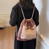 Plush backpack women's large capacity new casual fashion bucket bag niche shoulder bag