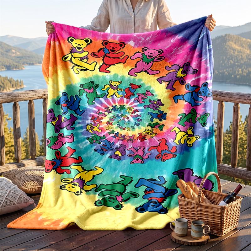 Warm Flannel Blanket Bear Pattern, Lightweight Comfortable Throw Blanket for Bed Sofa Use