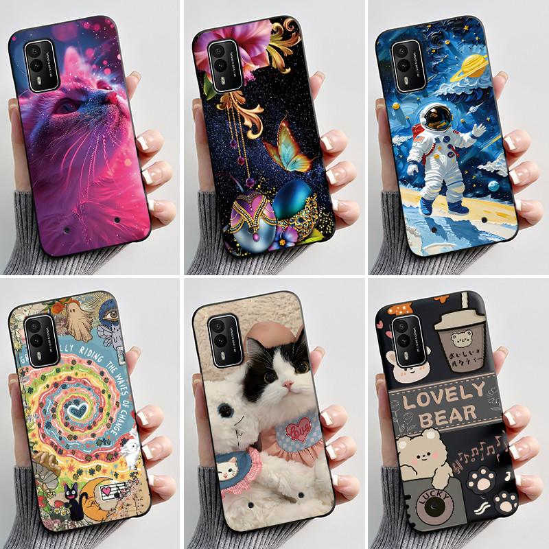 Casing For Nokia XR21 Case Aesthetic Fashion Cute Cat Astronaut Cartoon Black TPU Silicone Soft Shockproof Phone Case Back Cover