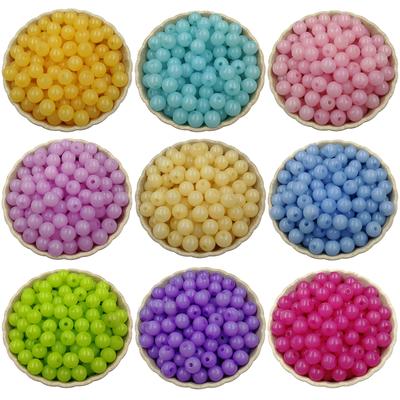 Perline acriliche 6/8/10mm sciolte rotonde moda color gelatina creazione di gioielli accessori fai da te artigianali