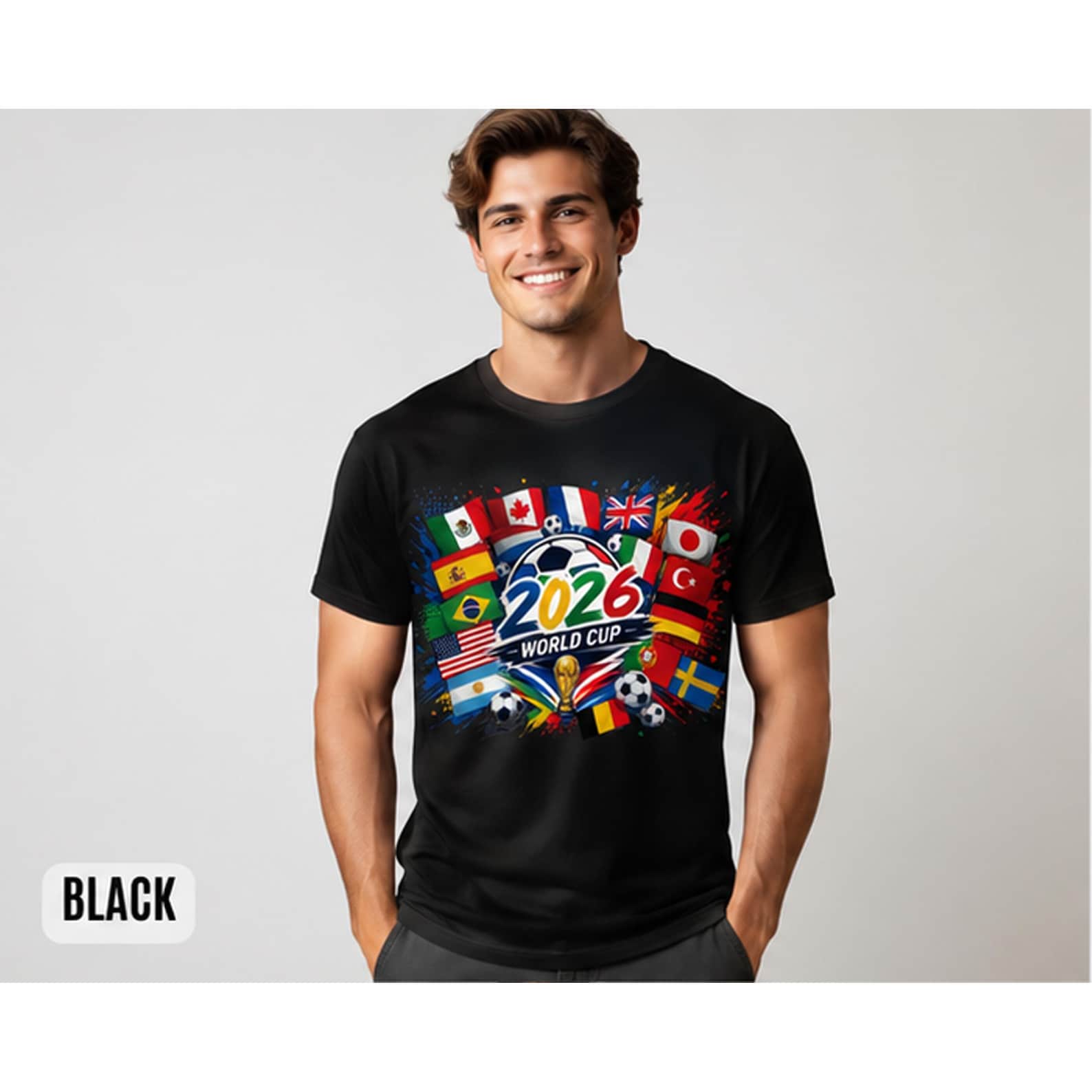 World Soccer 2026 T-shirt: Adult, Youth Game Usa Flag Clothing & Soccer Cup Fan Tee S