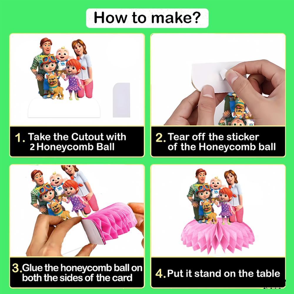 9pcs Cartoon Birthday Honeycomb Centerpieces Party Decorations for Baby