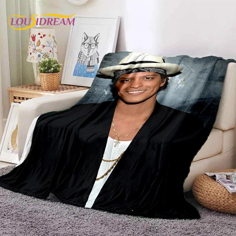 Bruno Mars 3D Sänger Star Weiche Flanelldecke für Betten Schlafzimmer Sofa Picknick, Überwurfdecke zum Zudecken im Freien Freizeit Nickerchen Geschenk
