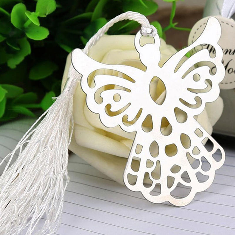 Hot Stainless Steel Silver Guardian Angel Bookmark Tassel Page Marker Ribbon Box