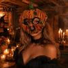 Wear-resistant Cosplay Accessory Halloween Pumpkin Masque for Adults, Creepy Scary Head Vintage Style Full Face Masquerade Prop, Costume Comfortable