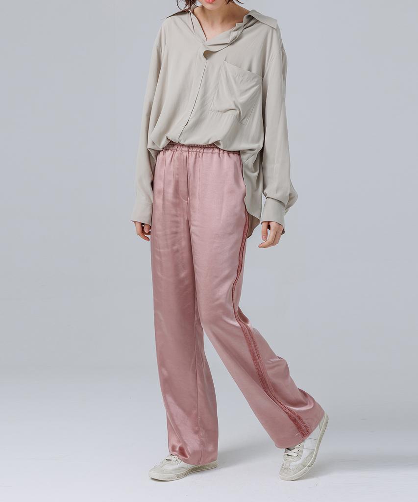 Page Satin Elastic Waist Pants _Pink
