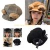 49MD Puppy Ear British Elegant Painter Hat Grandpa Hat Cabbie Hat for Outdoor Walk Club Cabbie Hat
