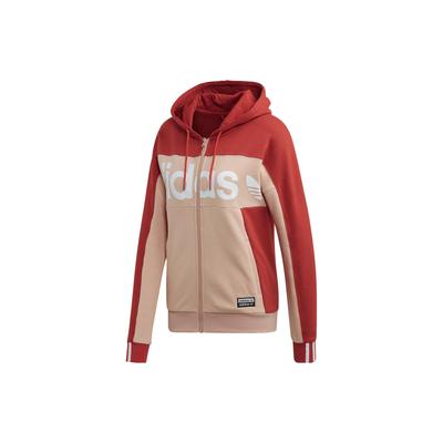 Originals Alphabet Print Colorblock Casual Hoodie With Full Zip Women Tops Red FH7558