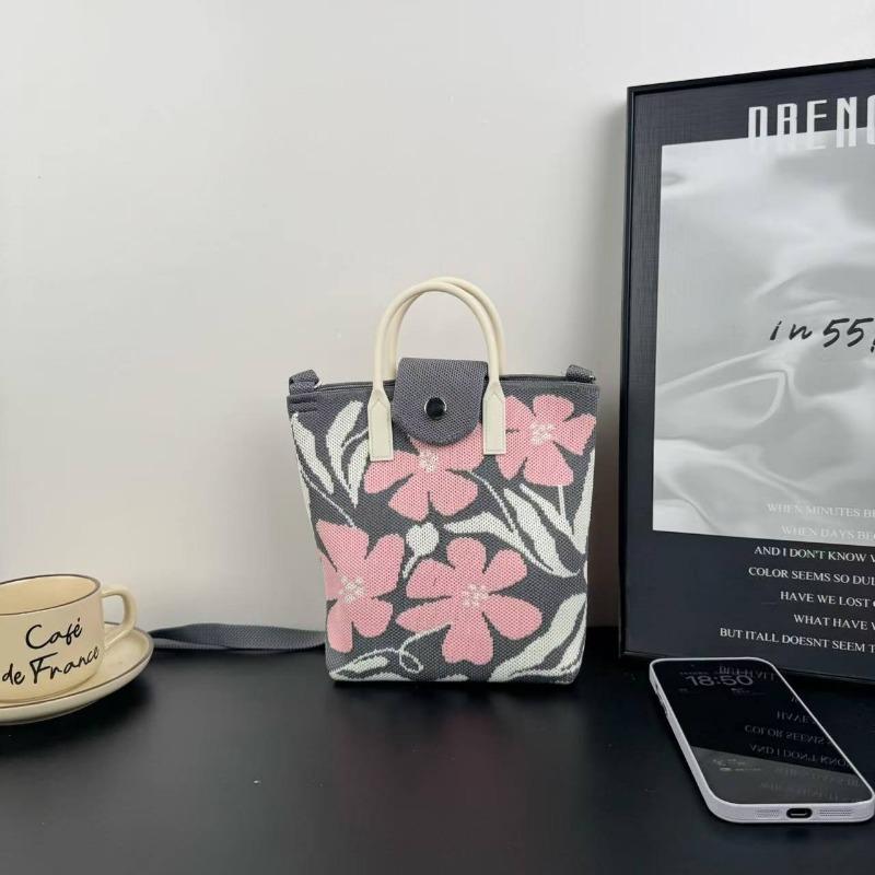 New knitted mobile phone bag, high-end handbag, women's messenger bag, adjustable versatile, convenient and large-capacity bag