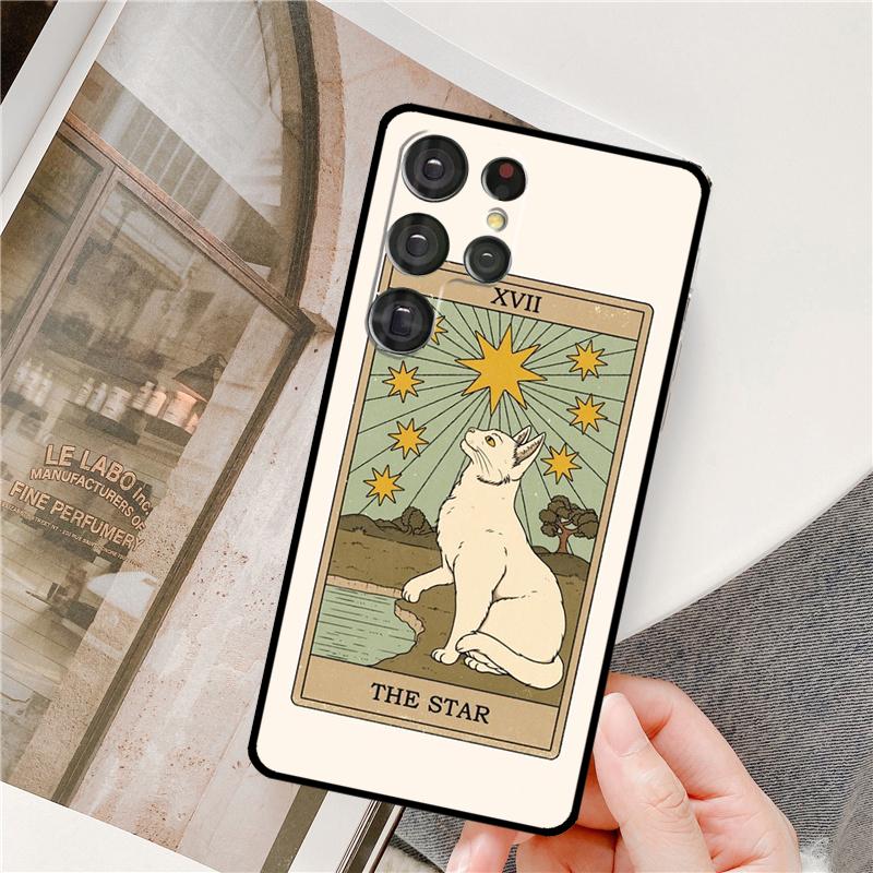 Tarot Card Cute Art Cats Phone Case For Samsung Galaxy S24 Ultra S9 S10 S20 S22 S21 Plus S23 FE S25 Ultra Full Cover
