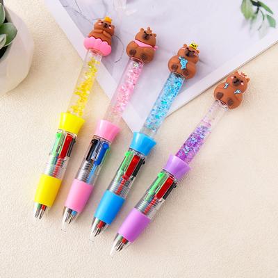 1 Piece Multicolor Capybara Driftsand Ballpoint Pen 4 In 1 Colors Stationery School Office Supplies