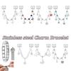 Fashion Personalized DIY Chain Tassel Charm Bracelet Star Heart Butterfly Bow Pendant Bead 9MM Bracelet Stainless Steel Jewelry