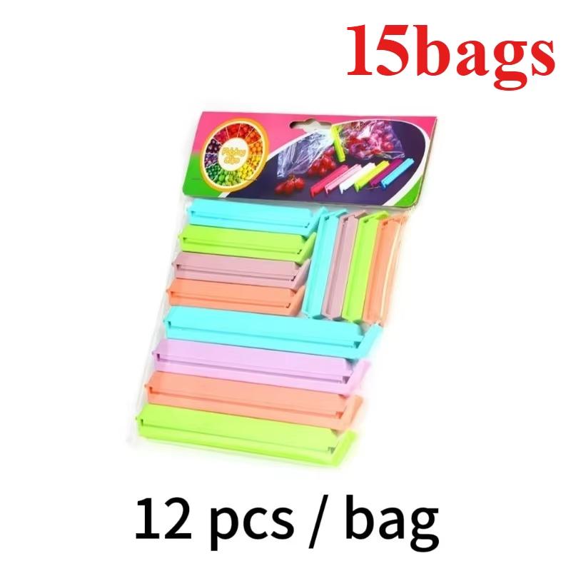 12 Stück/Set Lebensmittelaufbewahrung Tragbar Neues Küchenzubehör Lebensmittel Snack Versiegelung Versiegelungsbeutel-Clips Verschlussklemme Kunststoffwerkzeug 7/10/15 cm