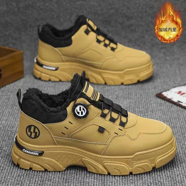 Autumn New Men's Casual Shoes, Leather Men's Sports Shoes, Fashionable and Comfortable, Soft Men's Thick Soled Shoes with Fleece