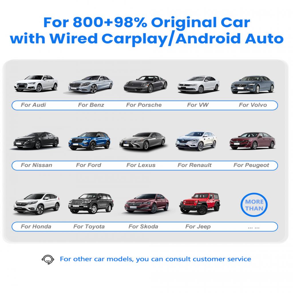Android Auto Wireless Carplay Type-c USB Bluetooth Wifi Plug and Play 2In1 Dongle For Chevrolet Citroen Buick Cadillac Chery VW