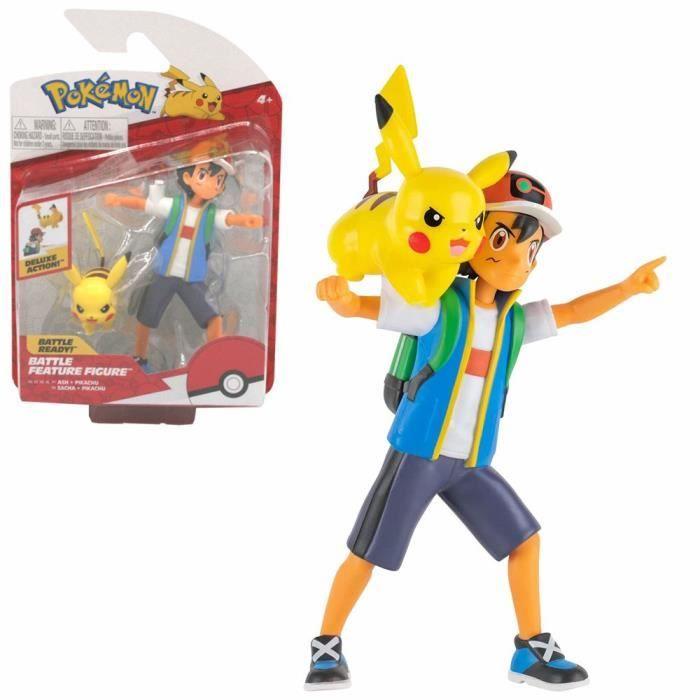 Sélection Battle Feature Figures | Pokémon | Figurine d'Action amovible de Luxe | Sasha & Pikachu