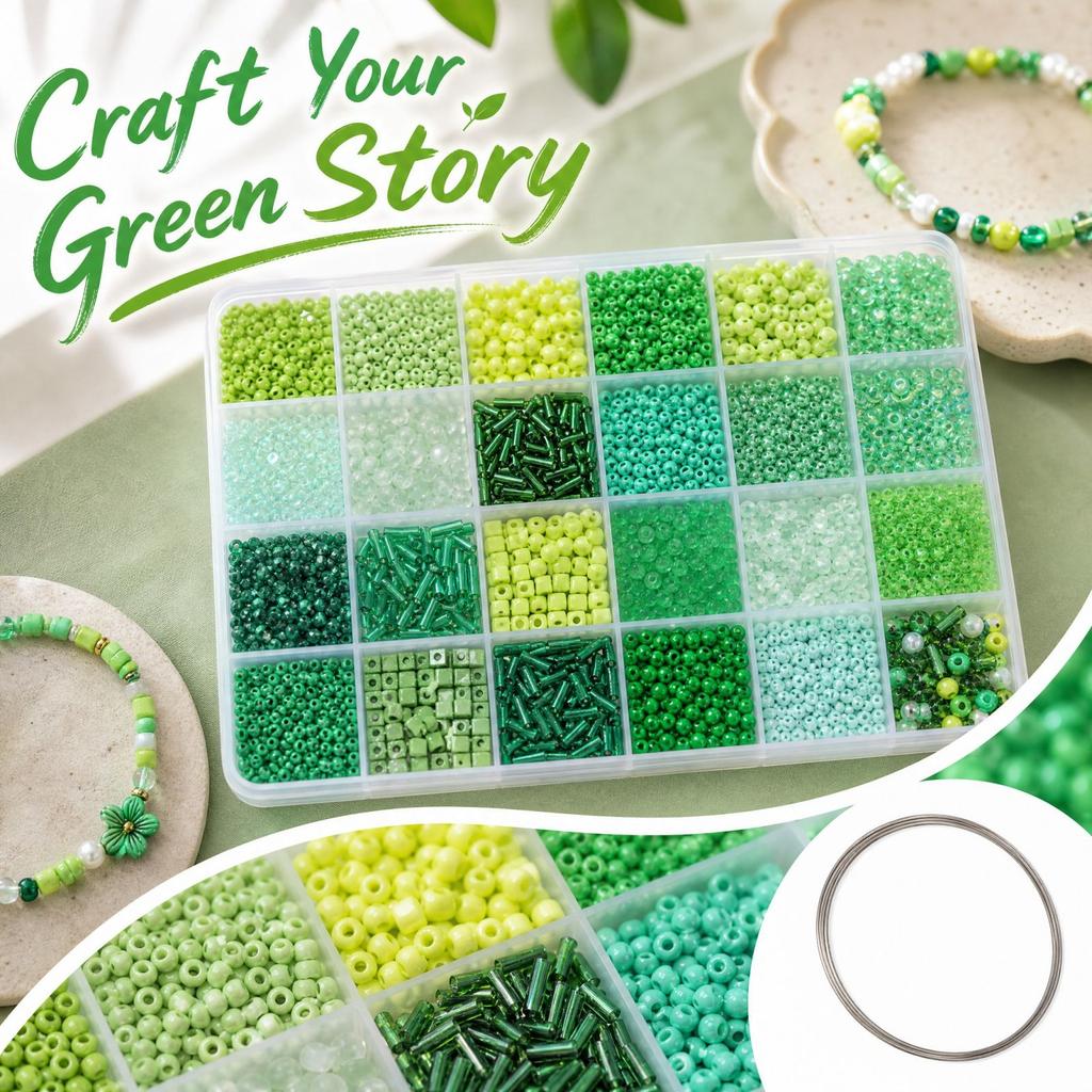 Bead Storage Box with Loose Beads for DIY Bracelet Making and Jewelry Supplies