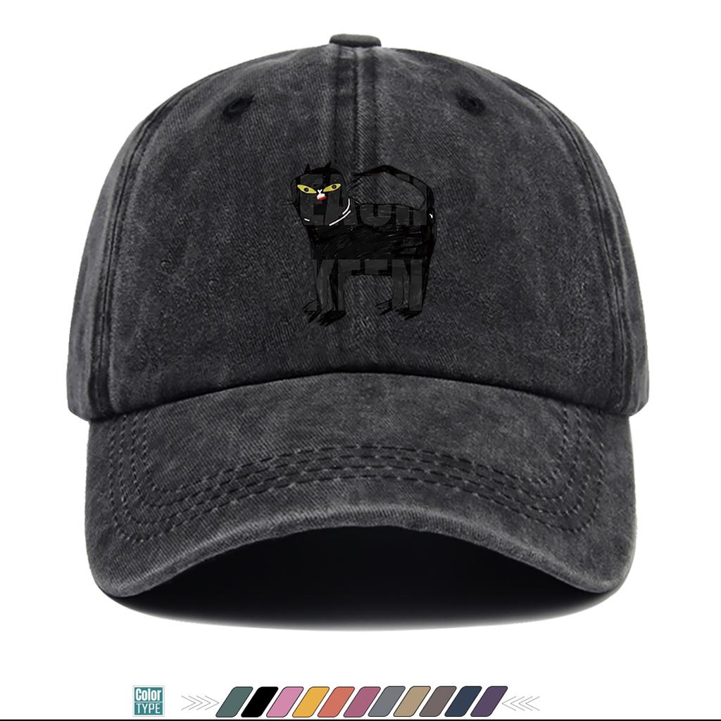 pc Black Cat Print Pattern Baseball Cap Creative Personalized Graffiti Design Trendy Fashion Street Style Unisex Adjustable H