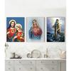 Art Print Mary Religious Canvas Painting Abstract Christian Wall Decor for Home Vintage Sacred Heart of Jesus
