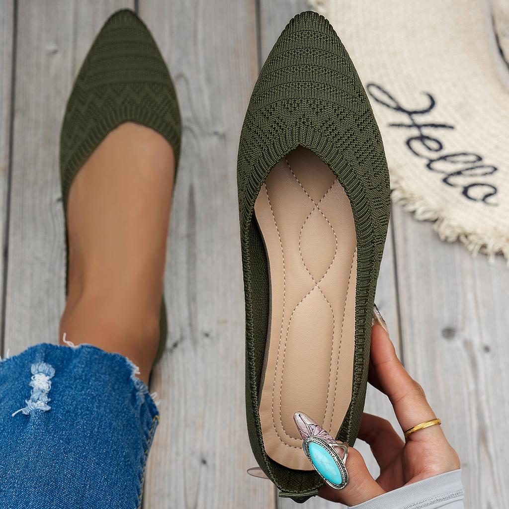 Fashion New Women Flats Pointed Toe Shoes Office Boat Solid Color Knitted Slip on Loafers Casual Ballet Sneakers Women Zapatos De Mujer