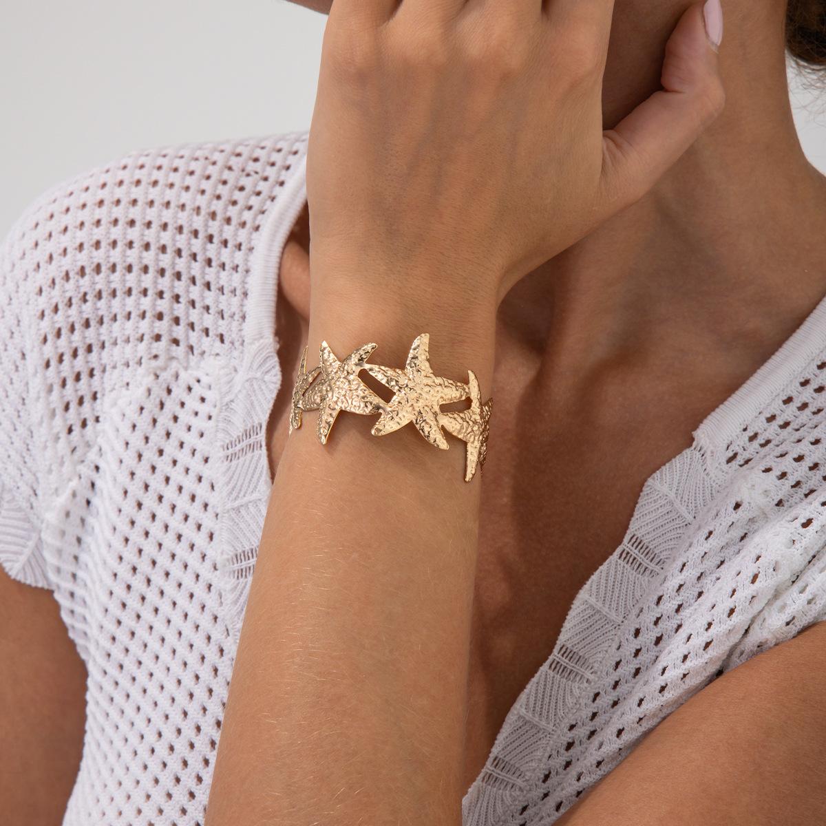 

Pastoral Style Oil Drop Flower Spring Bangle, Ins Ocean Star Glossy Hand Jewelry For Women 6
