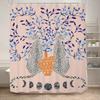 Cheetah Shower Curtain,Tropical Leopard Wildlife Bath Curtain,Modern Pink Aesthetic Moon Phase Blue Floral Bathroom Curtain