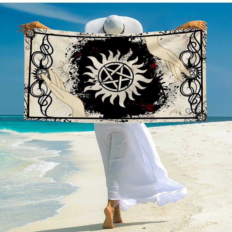 Natural Symbolism Beach Towel, Super Soft Microfiber, Gift for Her/Him, Birthday, for Pool, Beach, Travel, Home Decor Fan Gifts