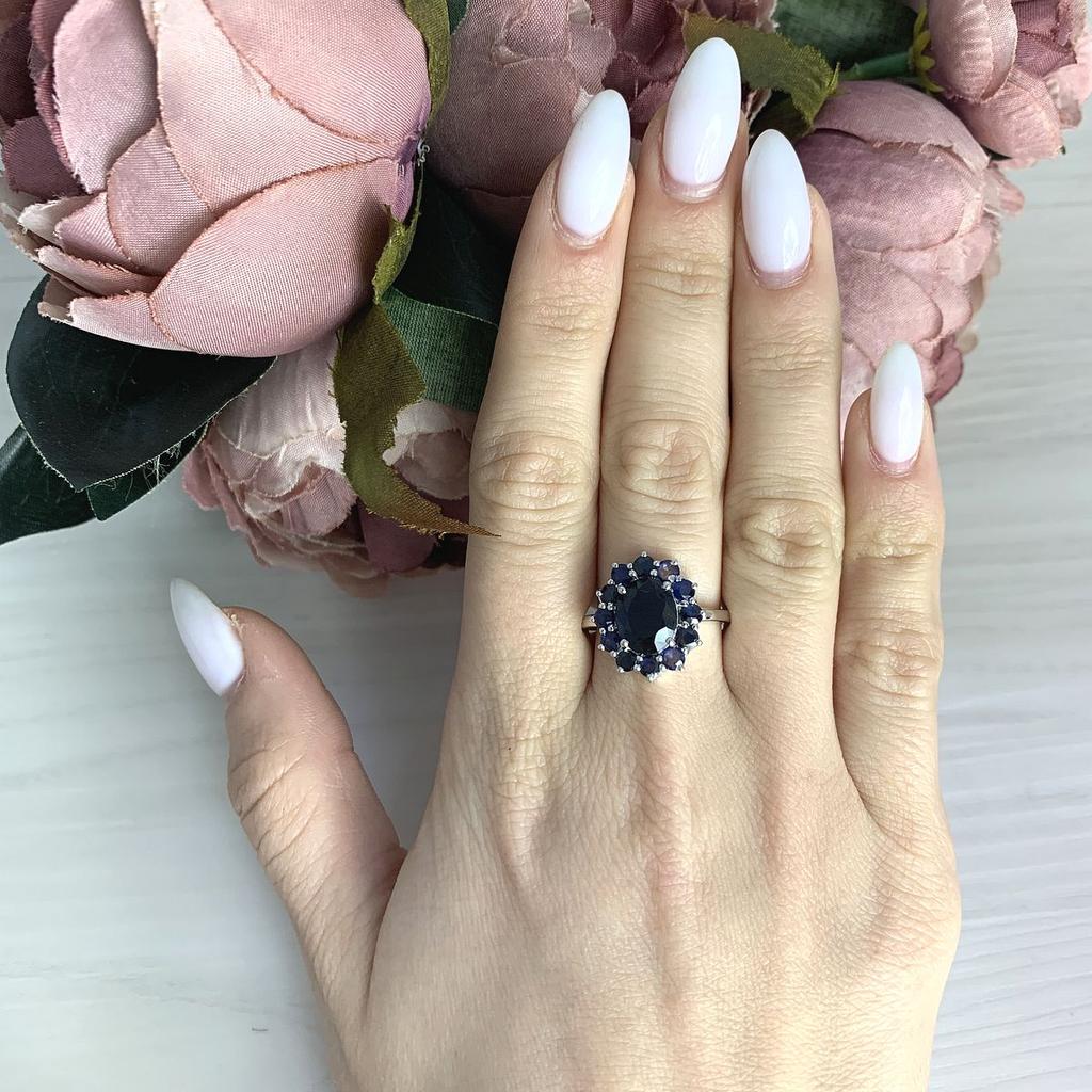 טבעת כסף עם ספיר טבעי 5.26 קראט, משקל המוצר 3.96 גרם (2068716)