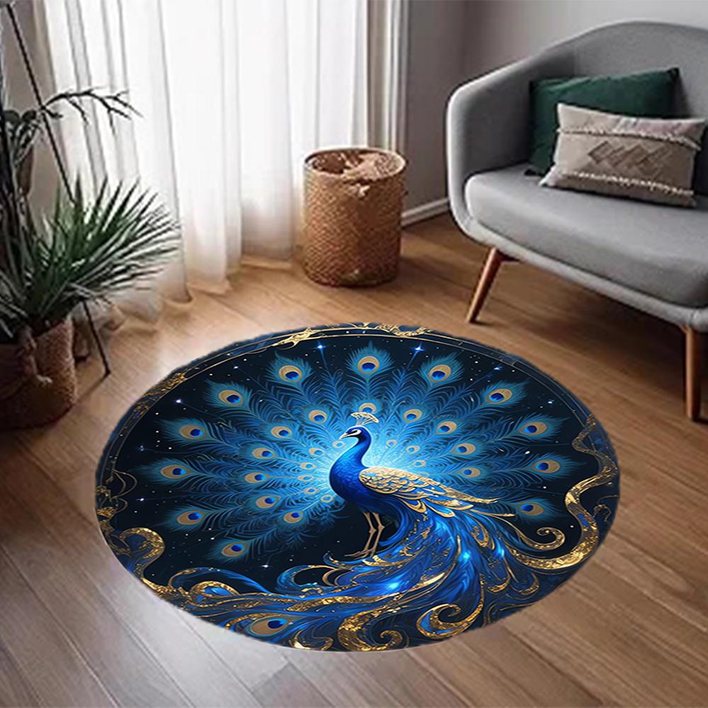 1pc Home Carpet Peacock Design Non-slip Rug for Office Decor and Living Room Gift Ideas