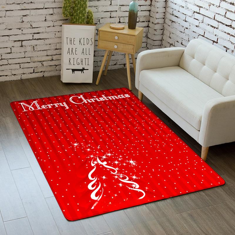 Christmas Santa Claus Rug Carpet Mat for Living Room Home Decoration Merry Christmas with Tree Ornament Candy Cane Snowflake