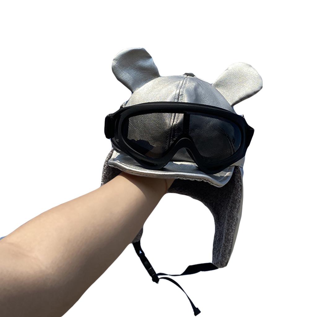 Vintage Trapper Hat and Goggles Costume Accessories Fur Ear Flaps