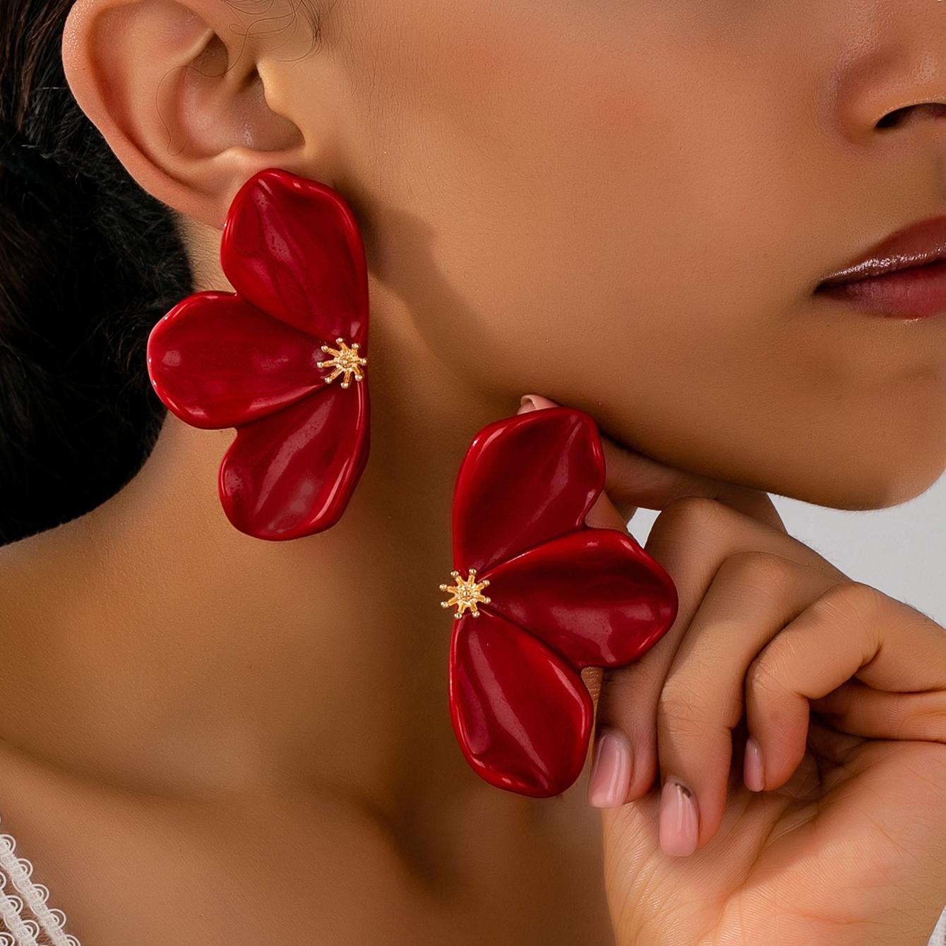 Пара женских гвоздиков-серёг Акриловый цветок Натуралистичные гвоздики Подходят для повседневного ношения и отдыха