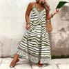 Women's Summer V-neck Bohemian Casual Seaside Vacation Printed Plus Size Sling Dress