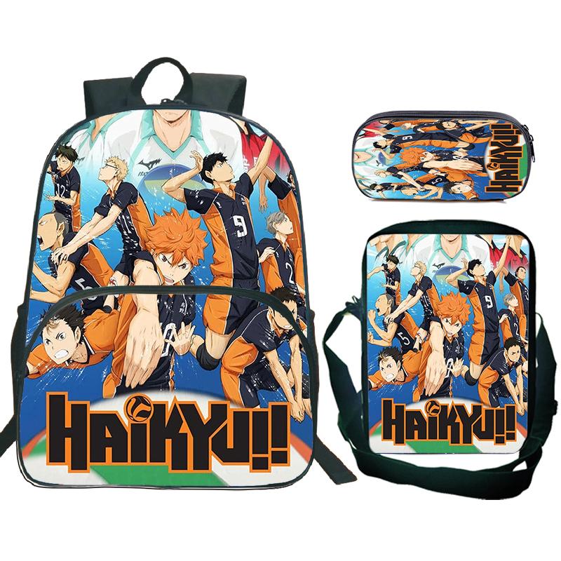 Anime Haikyuu Batoh 3ks Sada Školní Tašky S Taškou Přes Rameno Pouzdro na Tužky Dětské Batohy pro Kluky Dívky Batoh na Notebook Taška na Knihy Dárek