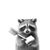 Black and White Funny Bathroom Poster Toilet Shark Bear Raccoon with Brush and Soap Canvas Painting Room  Home Wall Decors