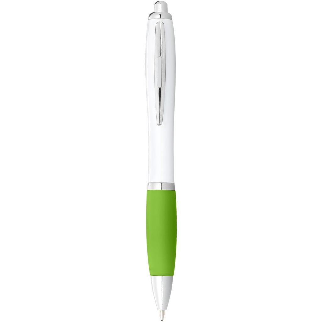 Pen White with Colored Grip "Nash" (black Ink) White