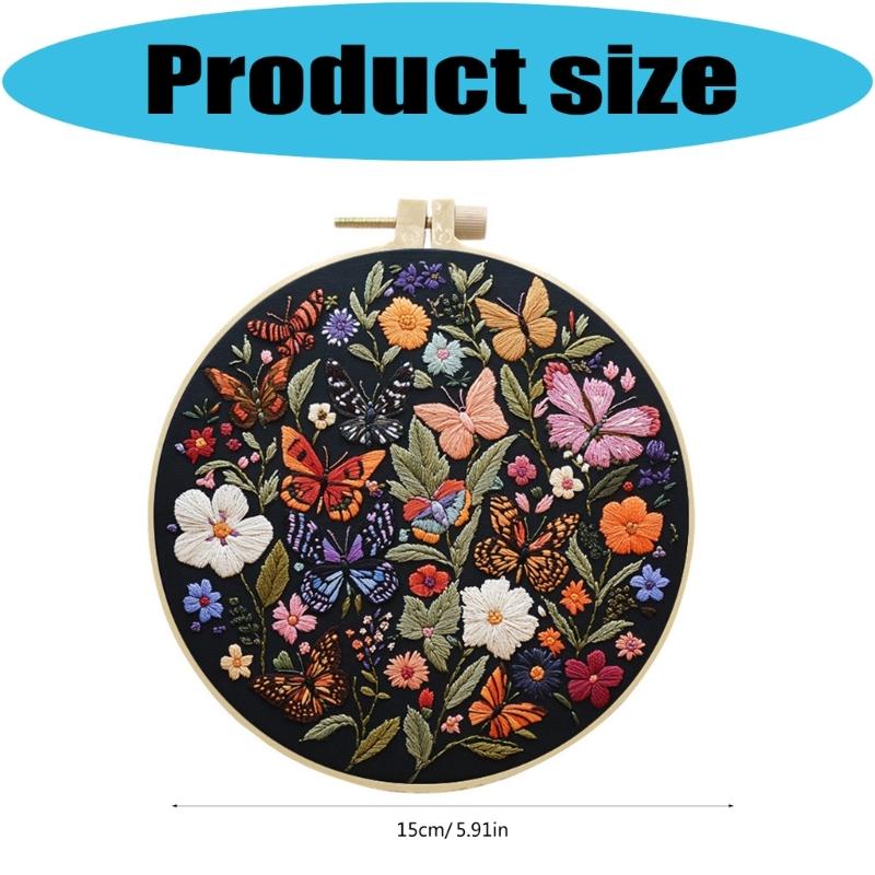 Practical Embroidery Set For Butterfly Designs Sturdy Cotton Fabric Easy Instructions For Hobbyists