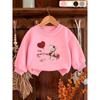 European Sizes Kids' Cute Print Pattern Easy Sweet Beauty  Spring Thin Round Neck Sweatshirt